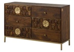 Credenza In Legno Di Mango 122x40x77 Oliato Marrone DIAMOND #209 -Massivmoebel24 09 330 760 1009 09
