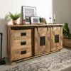 Credenza In Legno Di Mango 150x45x80 Mango Naturale Laccato RAILWAY #100 -Massivmoebel24 09 330 772 0001 1