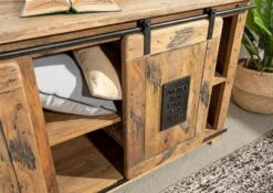 Credenza In Legno Di Mango 150x45x80 Mango Naturale Laccato RAILWAY #100 -Massivmoebel24 09 330 772 0001 4