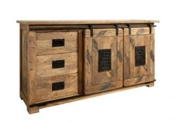Credenza In Legno Di Mango 150x45x80 Mango Naturale Laccato RAILWAY #100 -Massivmoebel24 09 330 772 0001 9