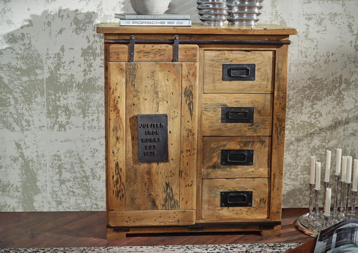 RAILWAY #103 Comò In Legno Di Mango - Laccato / Natur 90x45x100 6 RAILWAY #103 Comò In Legno Di Mango - Laccato / Natur 90x45x100 - immagine 4