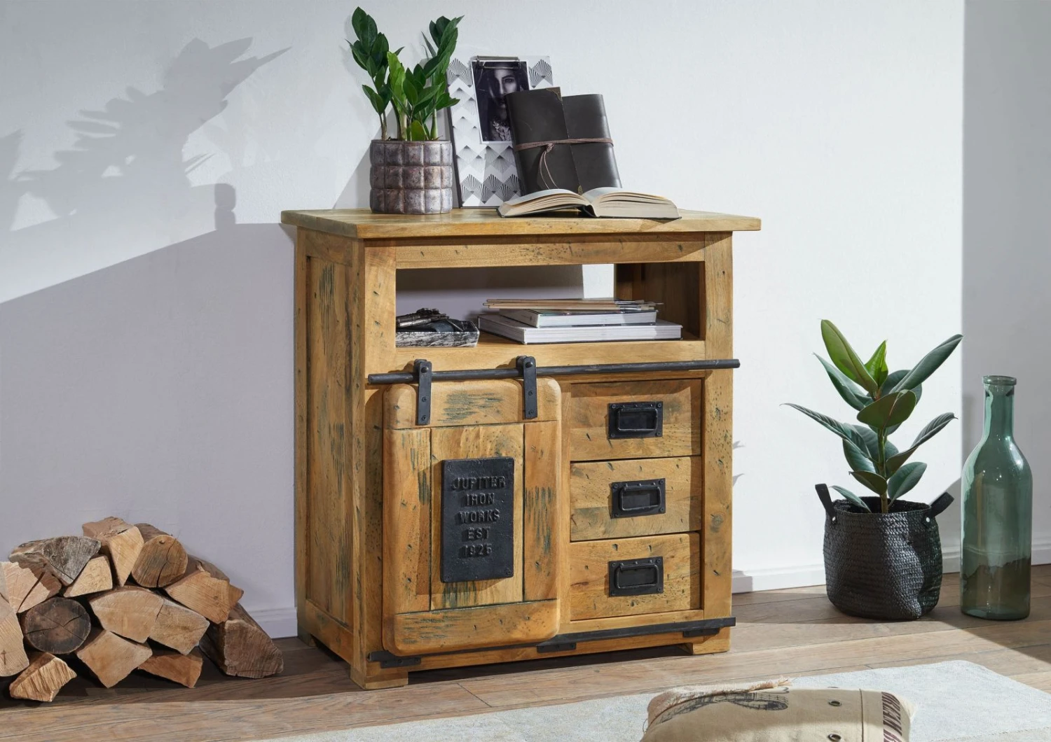 RAILWAY #110 Comò In Legno Di Mango - Laccato / Natur 80x45x85 3 RAILWAY #110 Comò In Legno Di Mango - Laccato / Natur 80x45x85