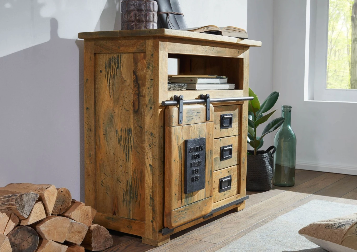 RAILWAY #110 Comò In Legno Di Mango - Laccato / Natur 80x45x85 4 RAILWAY #110 Comò In Legno Di Mango - Laccato / Natur 80x45x85 - immagine 2