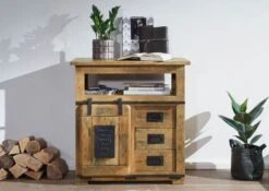 RAILWAY #110 Comò In Legno Di Mango - Laccato / Natur 80x45x85 11 RAILWAY #110 Comò In Legno Di Mango - Laccato / Natur 80x45x85 -Massivmoebel24 09 330 772 0010 03