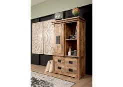 RAILWAY #113 Armadio In Legno Di Mango - Laccato / Natur 90x45x150