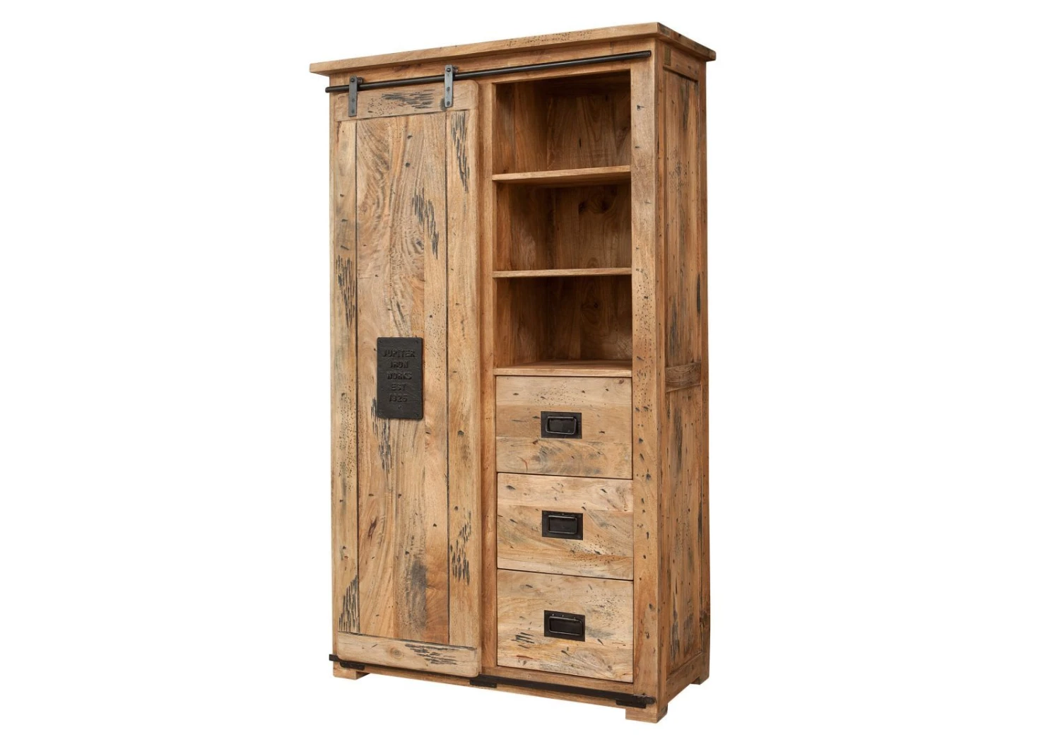 RAILWAY #114 Armadio In Legno Di Mango - Laccato / Natur 100x45x175 9 RAILWAY #114 Armadio In Legno Di Mango - Laccato / Natur 100x45x175 - immagine 7