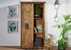 RAILWAY #115 Armadio In Legno Di Mango - Laccato / Natur 100x50x190 -Massivmoebel24 09 330 772 0015 02