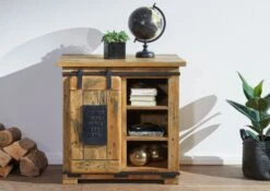 RAILWAY #124 Comò In Legno Di Mango - Laccato / Natur 70x45x70 -Massivmoebel24 09 330 772 0024 03