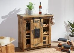 RAILWAY #140 Mobile Cantinetta In Legno Di Mango - Laccato / Natur 80x40x82