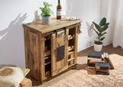 RAILWAY #140 Mobile Cantinetta In Legno Di Mango - Laccato / Natur 80x40x82 -Massivmoebel24 09 330 772 0040 03