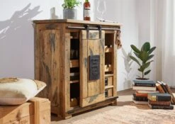 RAILWAY #140 Mobile Cantinetta In Legno Di Mango - Laccato / Natur 80x40x82 -Massivmoebel24 09 330 772 0040 04