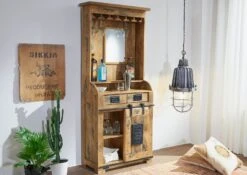 RAILWAY #141 Mobile Bar In Legno Di Mango - Laccato / Natur 75x35x170