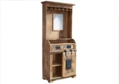 RAILWAY #141 Mobile Bar In Legno Di Mango - Laccato / Natur 75x35x170 -Massivmoebel24 09 330 772 0041 9