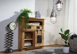 RAILWAY #152 Comò In Legno Di Mango - Laccato / Natur 75x36x90