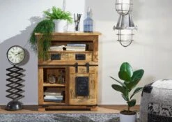 RAILWAY #152 Comò In Legno Di Mango - Laccato / Natur 75x36x90 -Massivmoebel24 09 330 772 0052 03