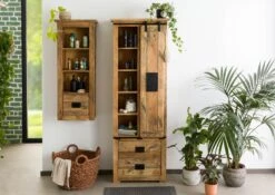 RAILWAY #184 Armadio In Legno Di Mango - Laccato / Natur 70x35x195