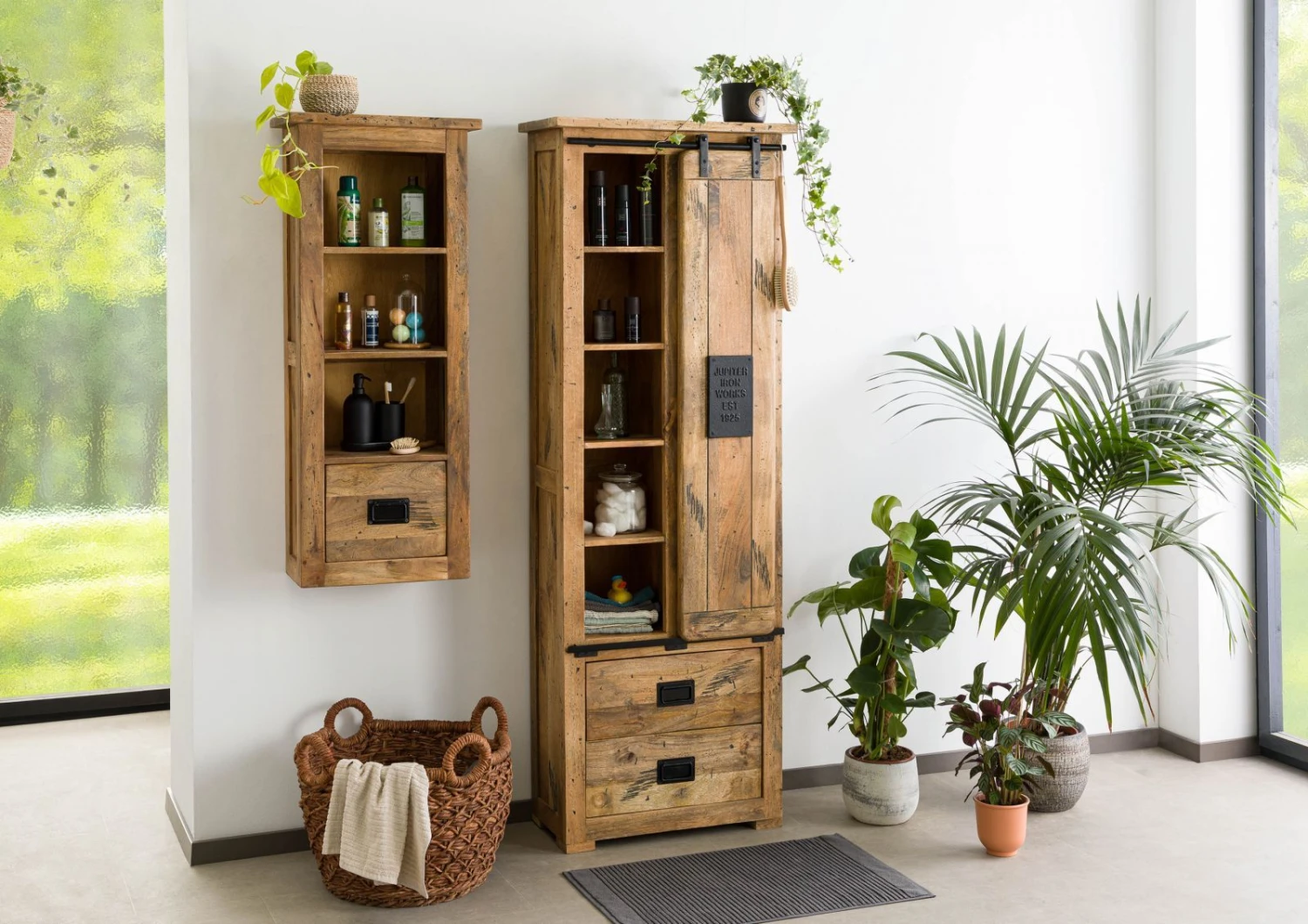 RAILWAY #184 Armadio In Legno Di Mango - Laccato / Natur 70x35x195 4 RAILWAY #184 Armadio In Legno Di Mango - Laccato / Natur 70x35x195 - immagine 2