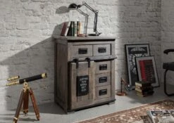 RAILWAY #211 Comò In Legno Di Mango - Laccato / Grigio 70x45x85