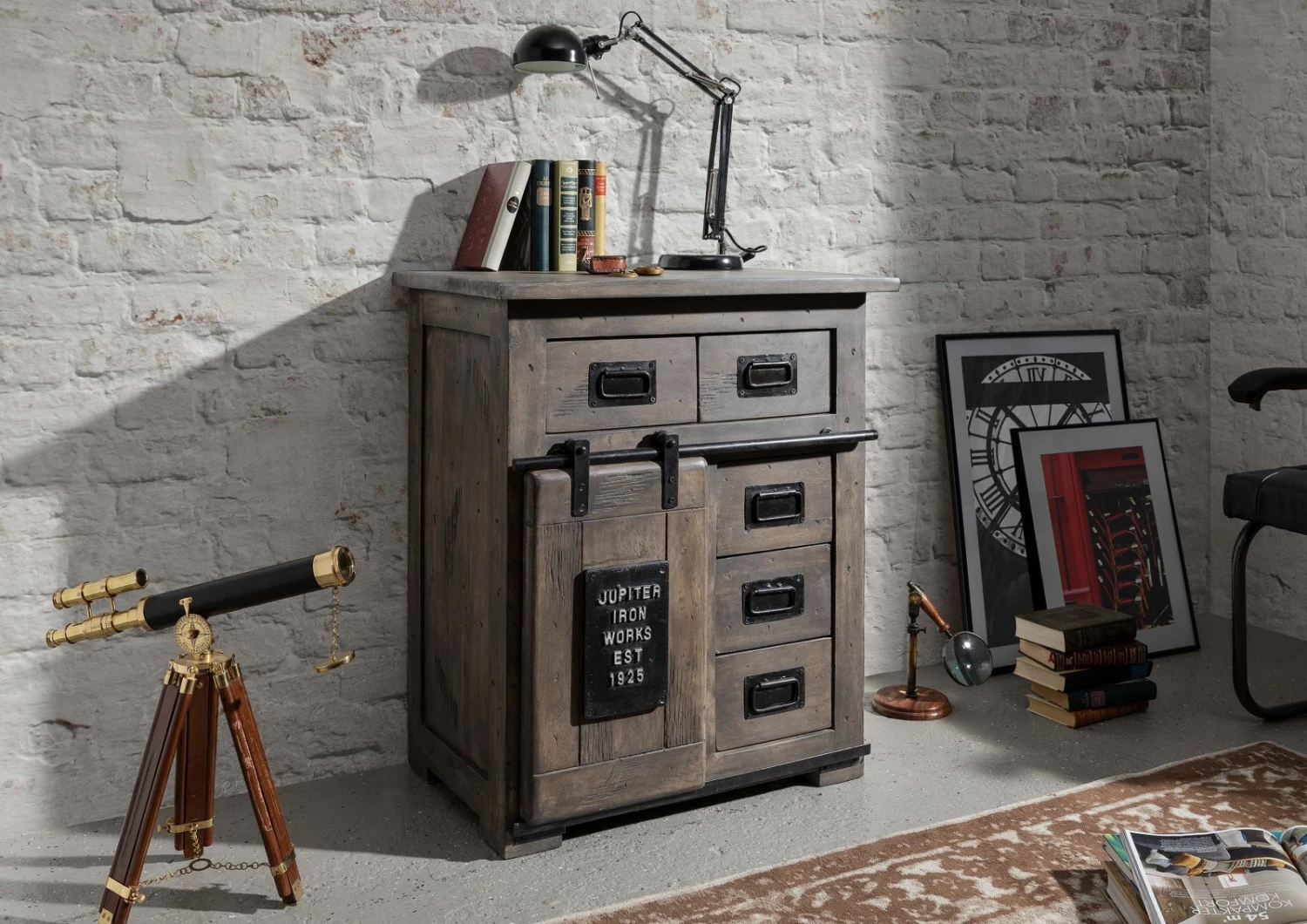 RAILWAY #211 Comò In Legno Di Mango - Laccato / Grigio 70x45x85 3 RAILWAY #211 Comò In Legno Di Mango - Laccato / Grigio 70x45x85