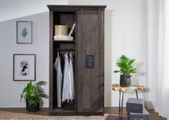 RAILWAY #216 Armadio In Legno Di Mango - Laccato / Grigio 100x60x190 -Massivmoebel24 09 330 772 1015 3