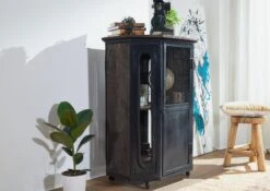 Vetrina In Legno Di Mango 76x60x120 Grigio Scuro Laccato RAILWAY #230 10 Vetrina In Legno Di Mango 76x60x120 Grigio Scuro Laccato RAILWAY #230 -Massivmoebel24 09 330 772 1026 2