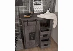 RAILWAY #253 Comò In Legno Di Mango - Laccato / Grigio 75x36x90 -Massivmoebel24 09 330 772 1040 4