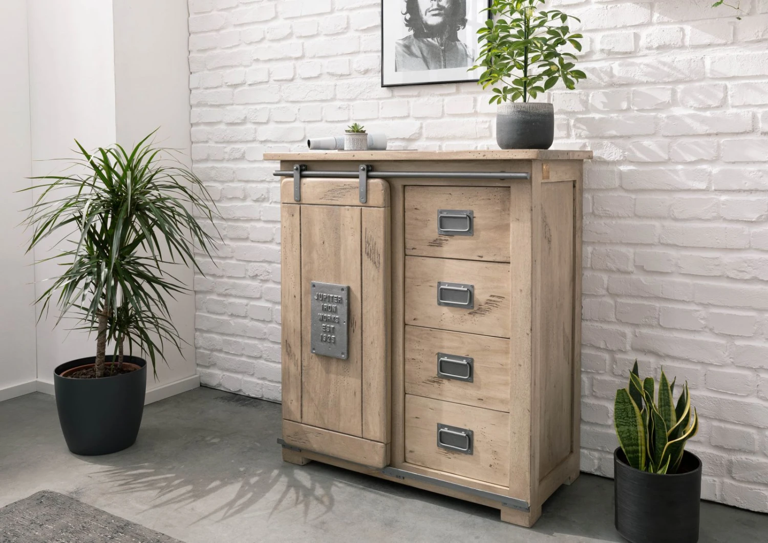 RAILWAY #303 Comò In Legno Di Mango - Laccato / Whitewash 90x45x100 3 RAILWAY #303 Comò In Legno Di Mango - Laccato / Whitewash 90x45x100