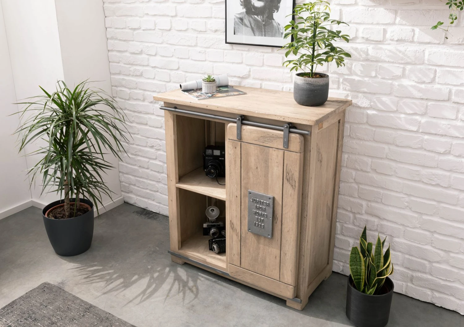 RAILWAY #303 Comò In Legno Di Mango - Laccato / Whitewash 90x45x100 4 RAILWAY #303 Comò In Legno Di Mango - Laccato / Whitewash 90x45x100 - immagine 2