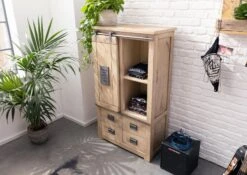 RAILWAY #313 Credenza In Legno Di Mango - Laccato / Whitewash 90x45x150 -Massivmoebel24 09 330 772 2012 2