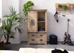 RAILWAY #313 Credenza In Legno Di Mango - Laccato / Whitewash 90x45x150 -Massivmoebel24 09 330 772 2012 3