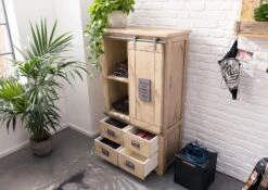 RAILWAY #313 Credenza In Legno Di Mango - Laccato / Whitewash 90x45x150 -Massivmoebel24 09 330 772 2012 4