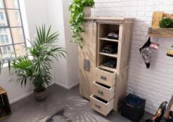 RAILWAY #314 Armadio In Legno Di Mango - Laccato / Whitewash 100x45x175 -Massivmoebel24 09 330 772 2013 2