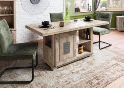 Esstisch Mango 160x80x76 Beige Lackiert RAILWAY #313