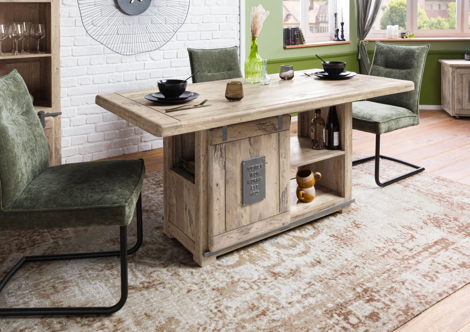 Esstisch Mango 180x90x76 Beige Lackiert RAILWAY 3 Esstisch Mango 180x90x76 Beige Lackiert RAILWAY