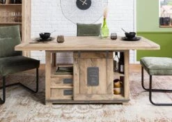 Esstisch Mango 180x90x76 Beige Lackiert RAILWAY 14 Esstisch Mango 180x90x76 Beige Lackiert RAILWAY -Massivmoebel24 09 330 772 2113 03