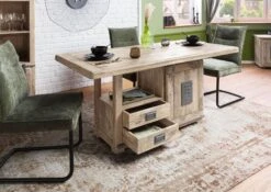 Esstisch Mango 180x90x76 Beige Lackiert RAILWAY 15 Esstisch Mango 180x90x76 Beige Lackiert RAILWAY -Massivmoebel24 09 330 772 2113 04