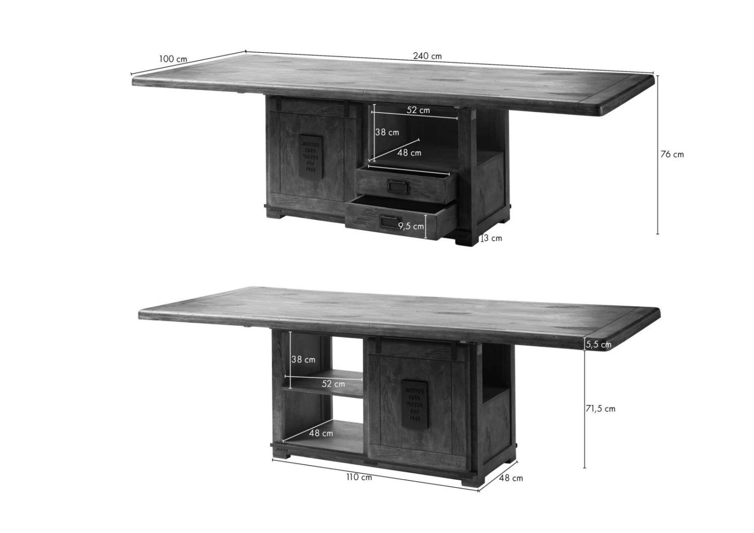 Esstisch Mango 240x100x76 Braun Lackiert RAILWAY #4014 10 Esstisch Mango 240x100x76 Braun Lackiert RAILWAY #4014 - immagine 8