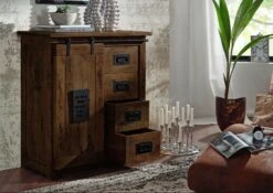 Kommode Mango 90x45x100 Braun Lackiert RAILWAY #403 -Massivmoebel24 09 330 772 3004 03