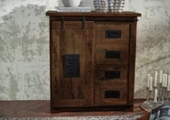 Kommode Mango 90x45x100 Braun Lackiert RAILWAY #403 -Massivmoebel24 09 330 772 3004 04