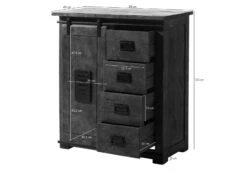 Kommode Mango 90x45x100 Braun Lackiert RAILWAY #403 -Massivmoebel24 09 330 772 3004 08 1