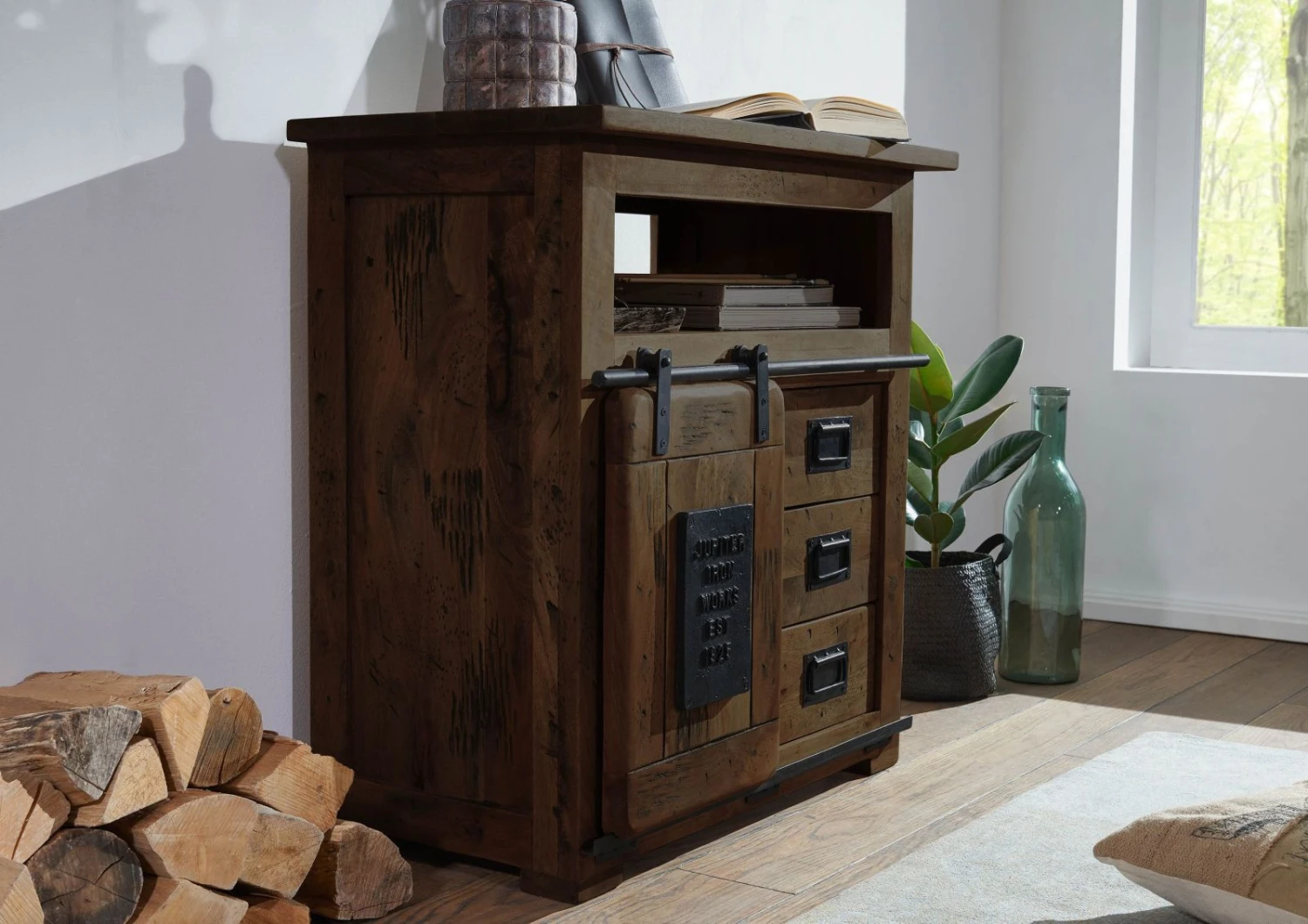 Kommode Mango 80x45x85 Braun Lackiert RAILWAY #410 4 Kommode Mango 80x45x85 Braun Lackiert RAILWAY #410 - immagine 2