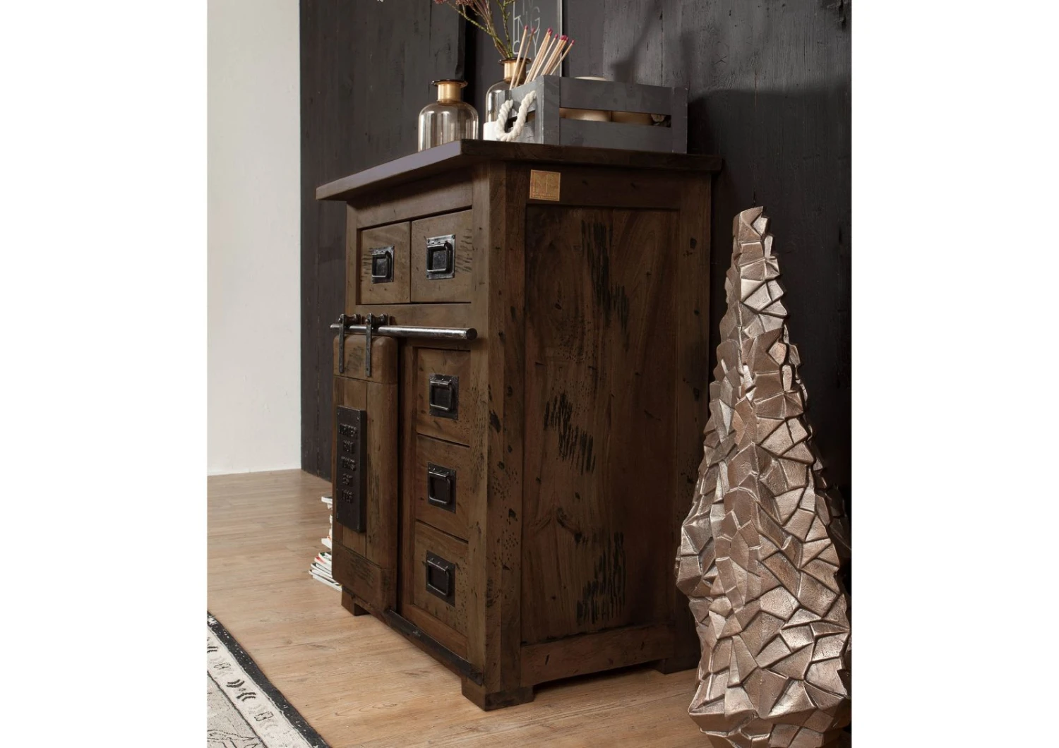 Kommode Mango 70x45x85 Braun Lackiert RAILWAY #411 4 Kommode Mango 70x45x85 Braun Lackiert RAILWAY #411 - immagine 2