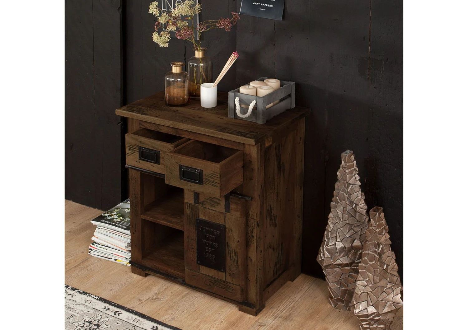 Kommode Mango 70x45x85 Braun Lackiert RAILWAY #411 6 Kommode Mango 70x45x85 Braun Lackiert RAILWAY #411 - immagine 4