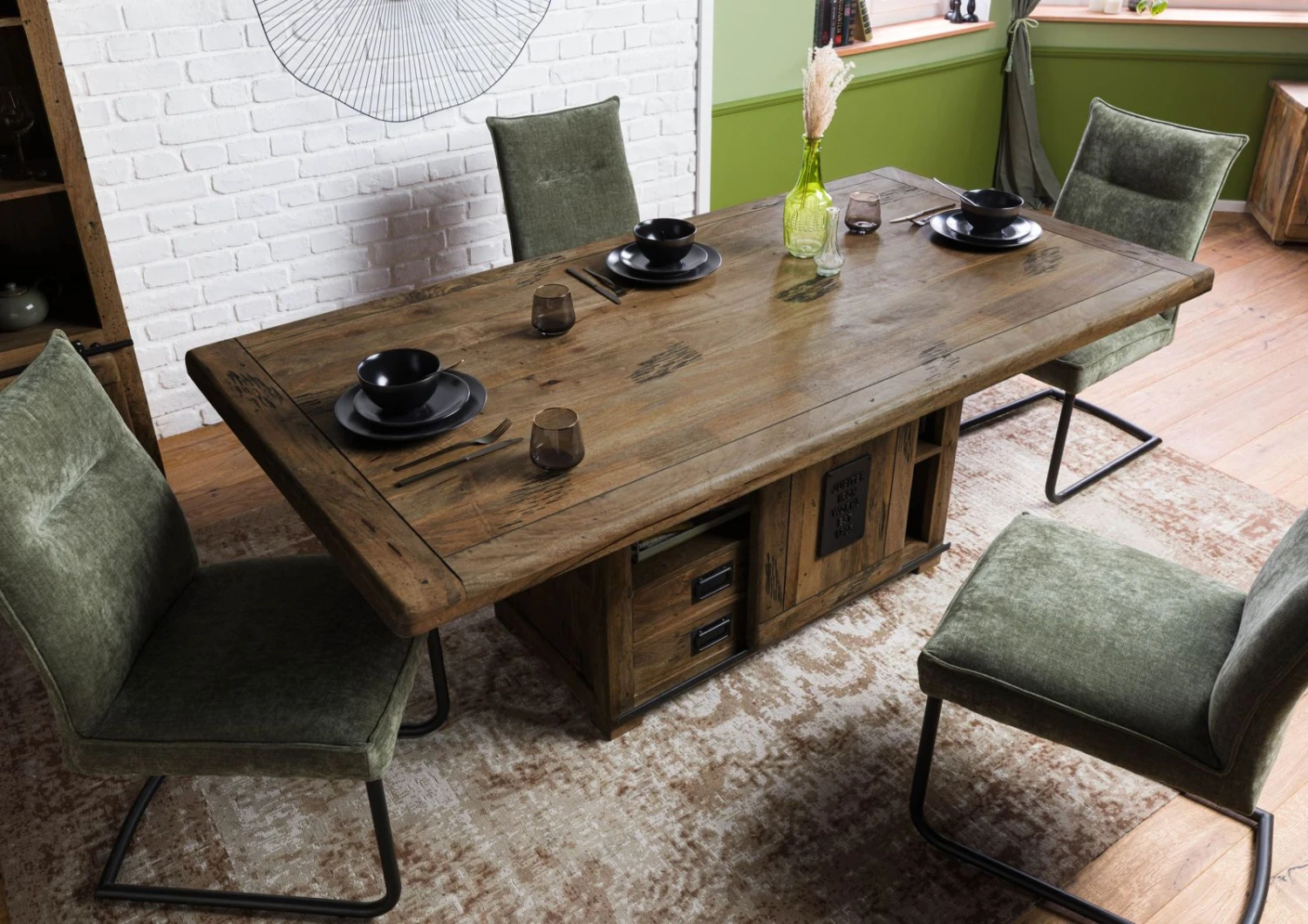 Esstisch Mango 240x100x76 Braun Lackiert RAILWAY #4014 4 Esstisch Mango 240x100x76 Braun Lackiert RAILWAY #4014 - immagine 2