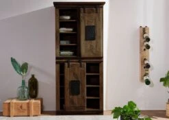 Schrank Mango 80x45x175 Braun Lackiert RAILWAY #417 -Massivmoebel24 09 330 772 3016 03