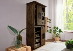 Schrank Mango 80x45x175 Braun Lackiert RAILWAY #417 -Massivmoebel24 09 330 772 3016 04