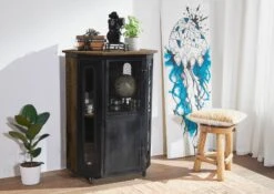 Vitrine Mango 76x60x120 Braun Lackiert RAILWAY #430