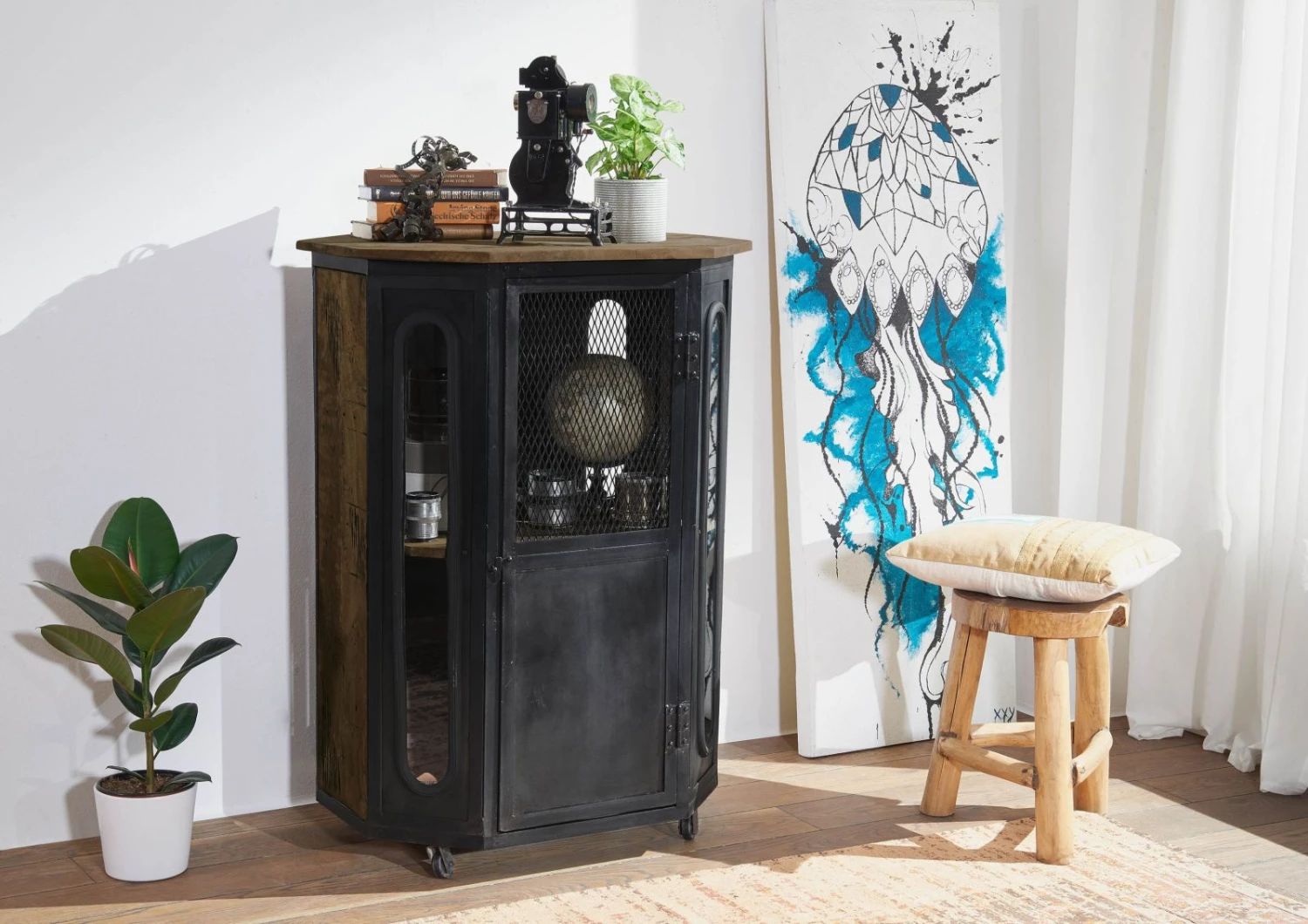 Vitrine Mango 76x60x120 Braun Lackiert RAILWAY #430 3 Vitrine Mango 76x60x120 Braun Lackiert RAILWAY #430