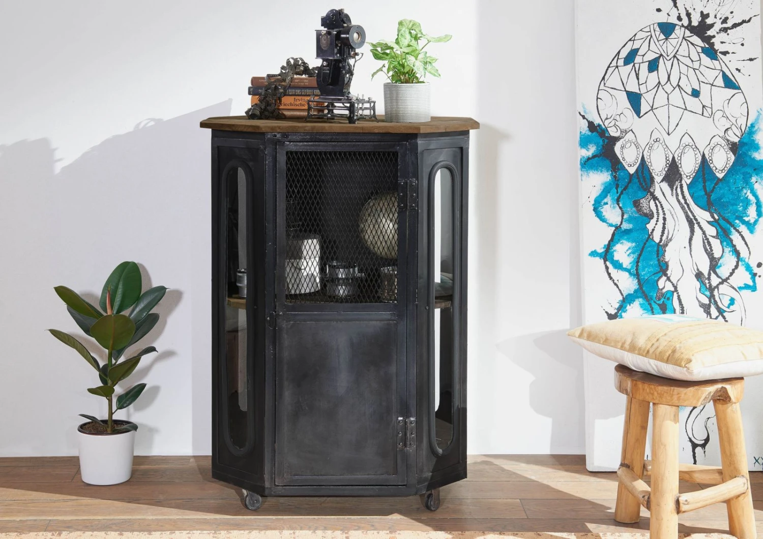 Vitrine Mango 76x60x120 Braun Lackiert RAILWAY #430 4 Vitrine Mango 76x60x120 Braun Lackiert RAILWAY #430 - immagine 2