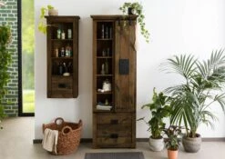 Schrank Mango 70x35x195 Braun Lackiert RAILWAY #484 -Massivmoebel24 09 330 772 3084 02